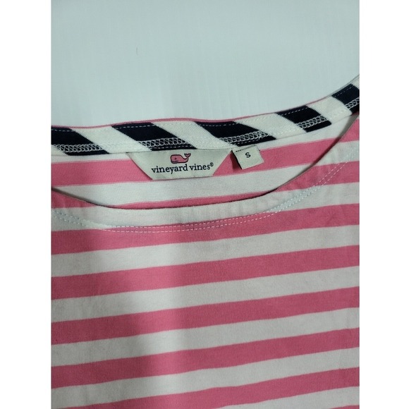 Vineyard Vines Striped Long Sleeve Tee Shirt Pink White navy blue Size S - Picture 3 of 8